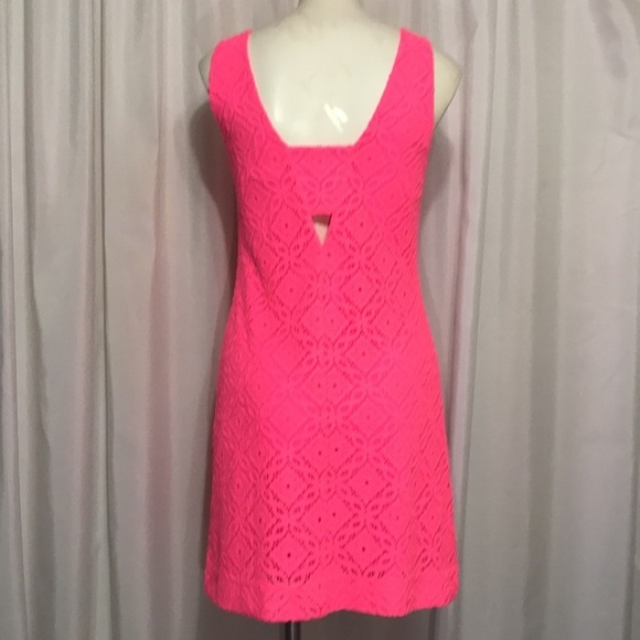 Lilly Pulitzer Pink Trellis Lace Dress Sz XS - Picture 9 of 11